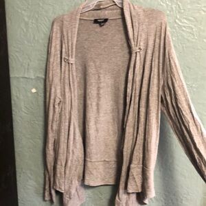 Gray along-Sleeved Cardigan